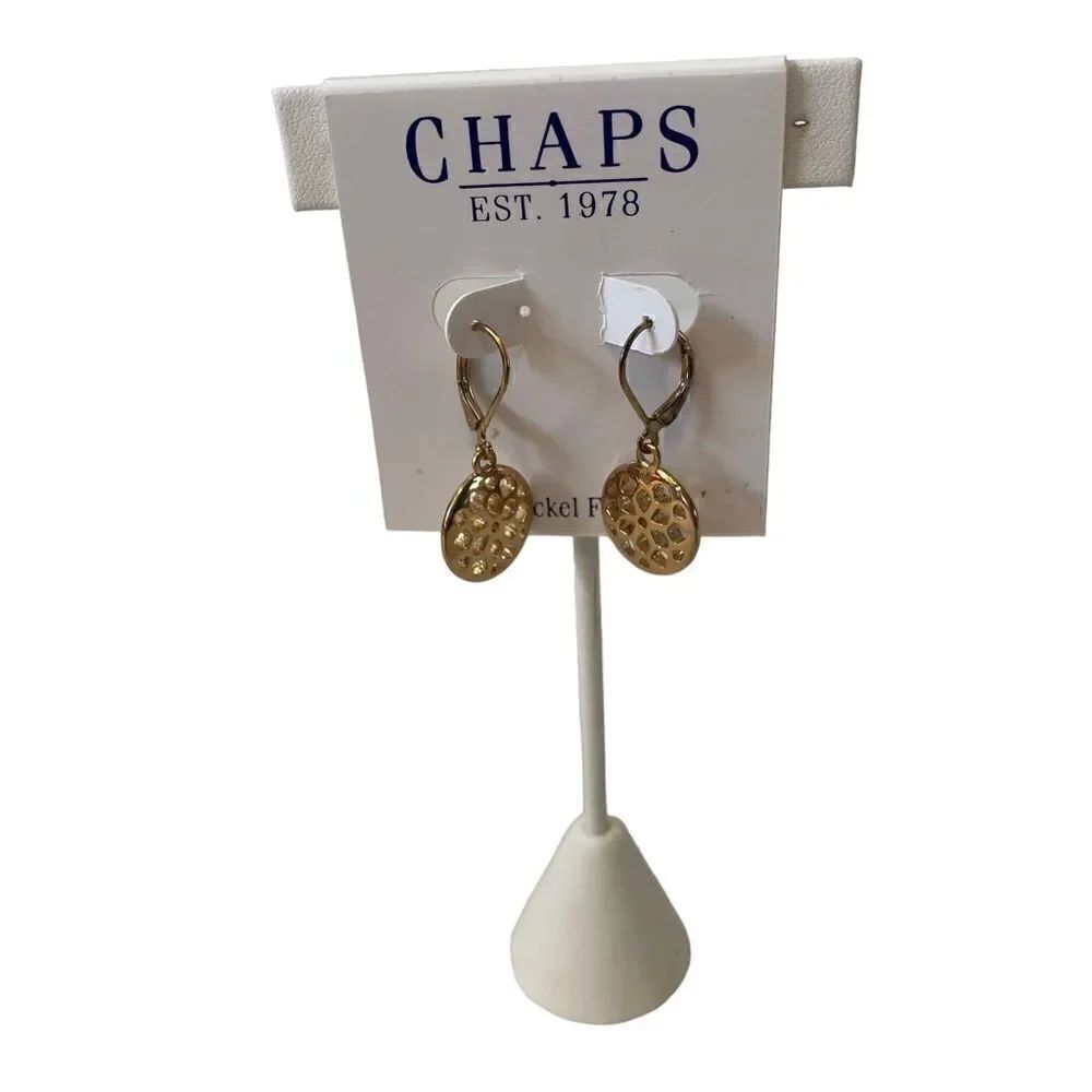 CHAPS Gold Toned Leverback Earrings.